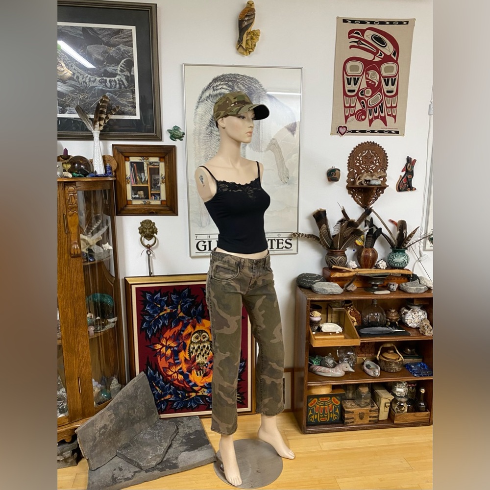 Arizona Jean Company Camouflage Bootcut Pants in Green and Brown